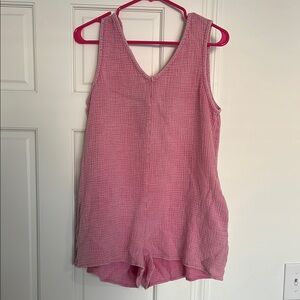 Pink Lily Pink Sleeveless Cotton Romper